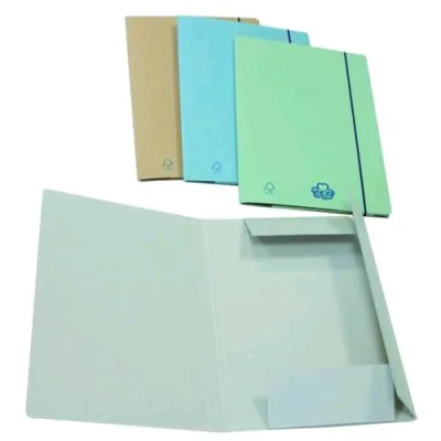 Brefiocart Eco New Cartelle C/ Elastico 3 Lembi in Cartoncino Ecologico 250X350MM A4 Col. Azzurro Conf 20 Pz.