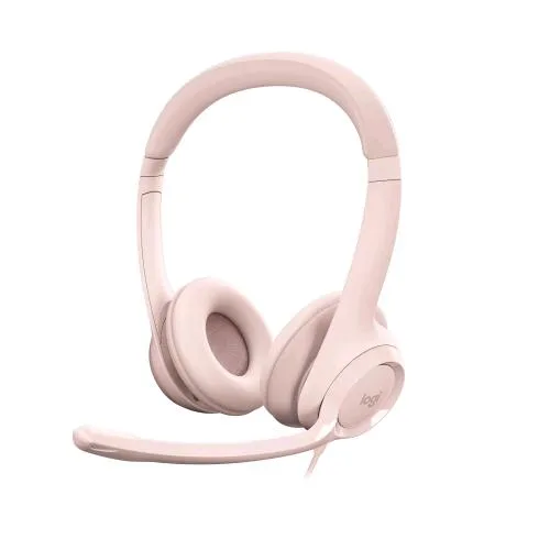 Logitech H390 Cuffia con Cavo e Microfono per PC/Portatile Auricolari Stereo Microfono con Cancellazione del Rumore USB-A Rosa