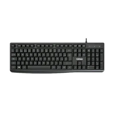 Nilox Tastiera Ergonimica USB 105 Tasti 12 Tasti Multimediali Layout Italiano Cavo 1.5 m Nero