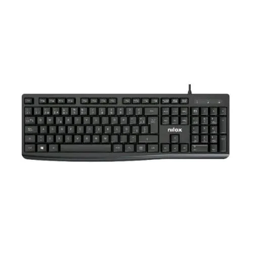 Nilox Tastiera Ergonimica USB 105 Tasti 12 Tasti Multimediali Layout Italiano Cavo 1.5 m Nero