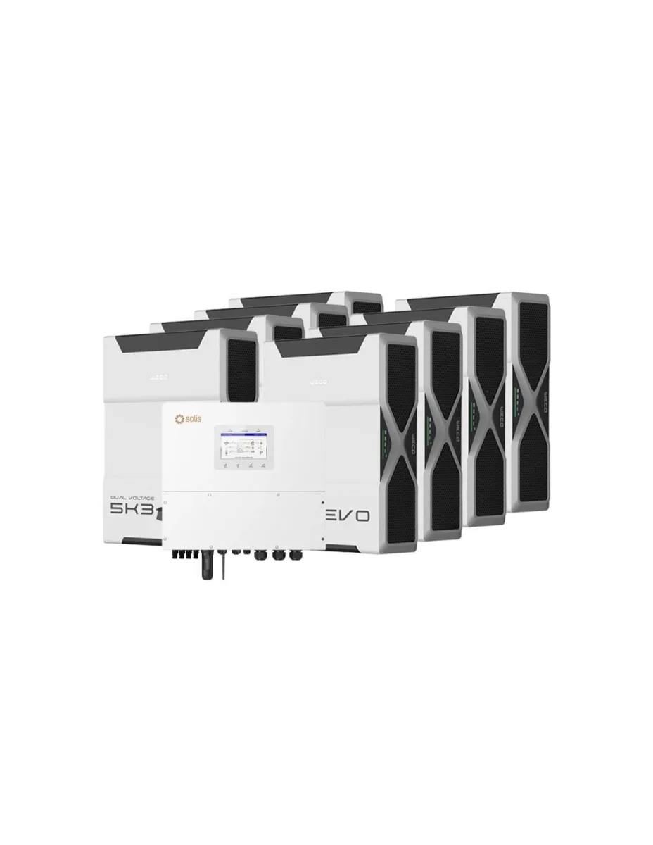Sistema di accumulo trifase inverter 15kW Solis batteria al litio 41.76kWh Weco EVO 5k3