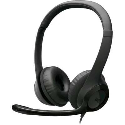 Logitech H390 Cuffia con Microfono e Cavo per PC/Laptop, Cuffie Stereo con Cancellazione del Rumore, Stereo, Controlli Sul Cavo,