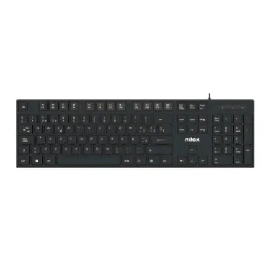 Nilox Tastiera USB 105 Tasti con Trattamento Laser Antiusura 12 Tasti Multimediali Layout Italiano Cavo 1.5 m Nero