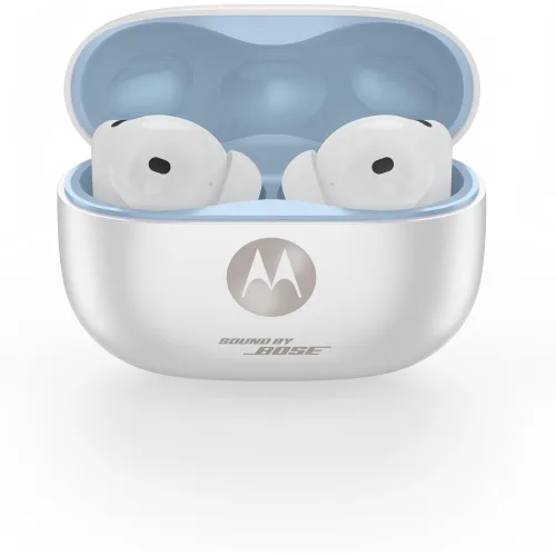 Motorola Moto Buds Plus 2 Sound BY Bose Auricolari Wireless Bluetooth ANC in-Ear Musica e Chiamate Crystal Talk ai IP54 40 Ore Autonomia Cool White