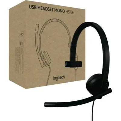 Logitech H570E Mono Cuffia con Microfono per PC e Mac Cablata USB-A Cancellazione del Rumore Controlli Sul Cavo Certificata per Microsoft Teams Nera