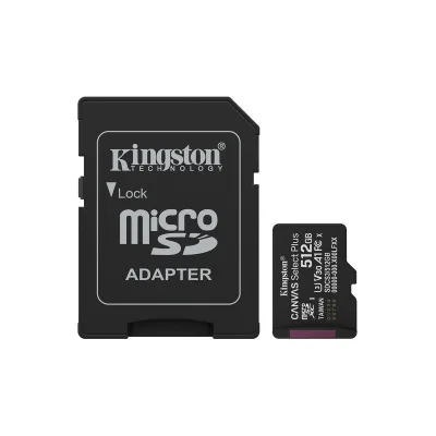 Kingston CANVAS SELECT PLUS 512GB microSDXC A1 / Video Class V30 / UHS Class 3 / Class10 UHS-I ADATTATORE A SD INCLUSO