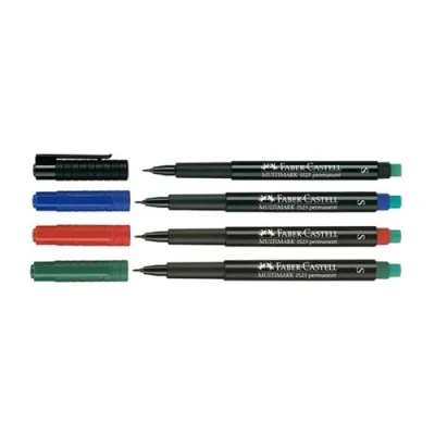 Faber Castell Multimark Marcatore Permanente Punta Conica 0.40 mm Col. Assortiti Conf 4 Pz.