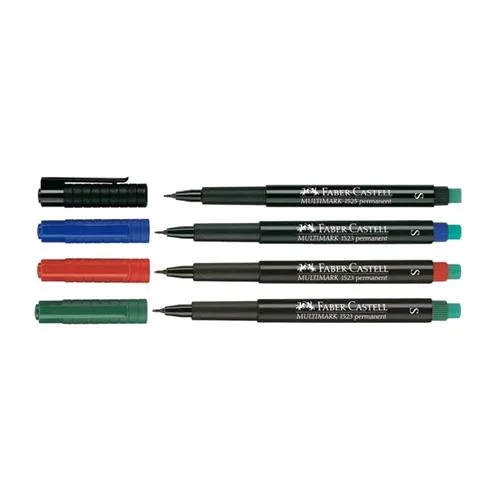 Faber Castell Multimark Marcatore Permanente Punta Conica 0.40 mm Col. Assortiti Conf 4 Pz.