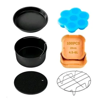 Cosori Kit Accessori per Friggitrice Ad Aria da 4.5 l a 6.4 l con Teglia per Pizza Stampo Tappetino e Teglia per Uova