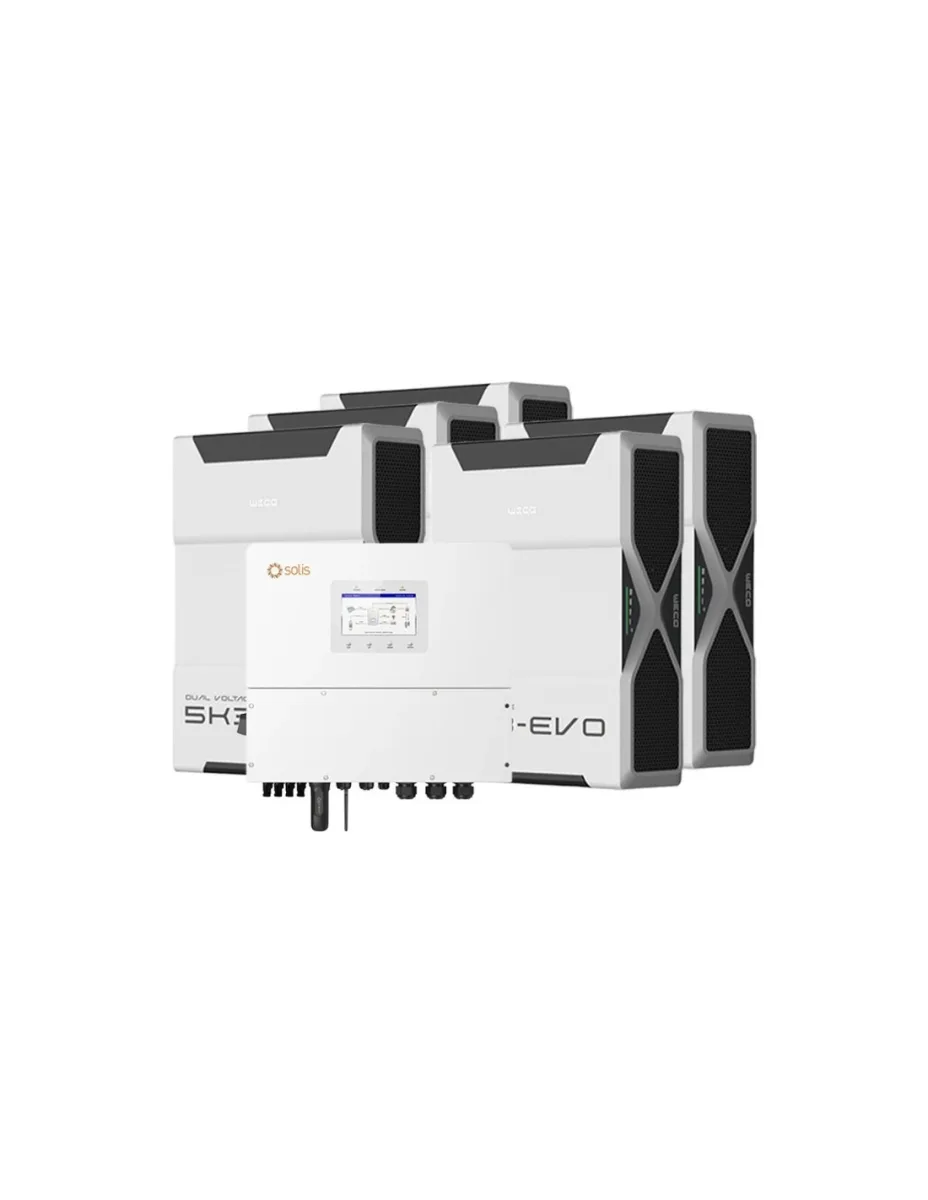 Sistema di accumulo trifase inverter 12kW Solis batteria al litio 26.1kWh Weco EVO 5k3