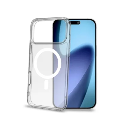 Celly Apple iPHONE 17 Pro Max Cover Morbida Trasparente in Tpu Magsafe con Anello Magnetico Colore Bianco