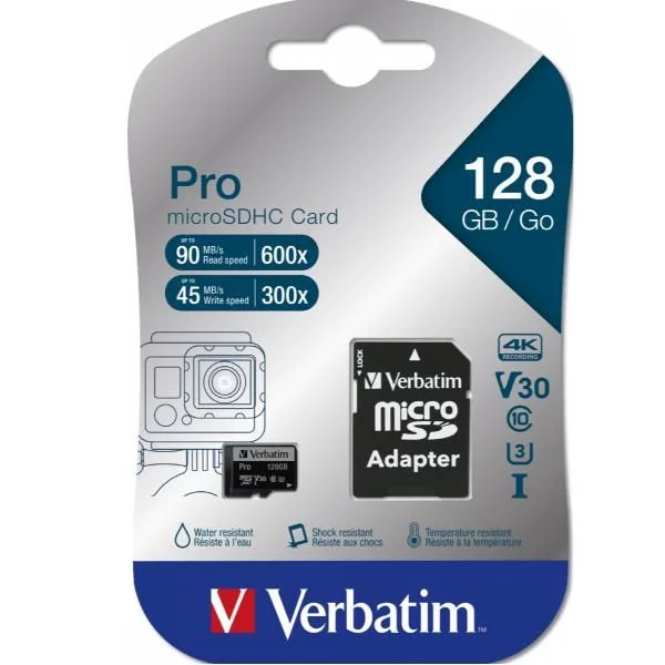 Verbatim 128GB Micro SDHC Classe 10 Adattatore