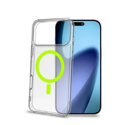 Celly Apple iPHONE 17 Pro Max Cover Morbida Trasparente in Tpu Magsafe con Anello Magnetico Colore Giallo