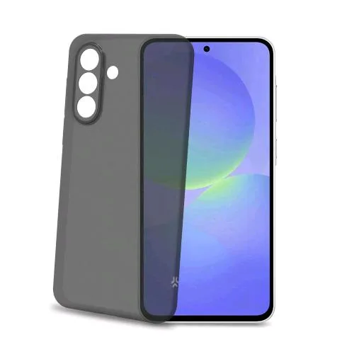 Celly Samsung Galaxy A37 5G Cover Morbida in Tpu con Tasti e Bordo Fotocamera Colore a Contrasto Effetto Sabbiato Trasparente Nero