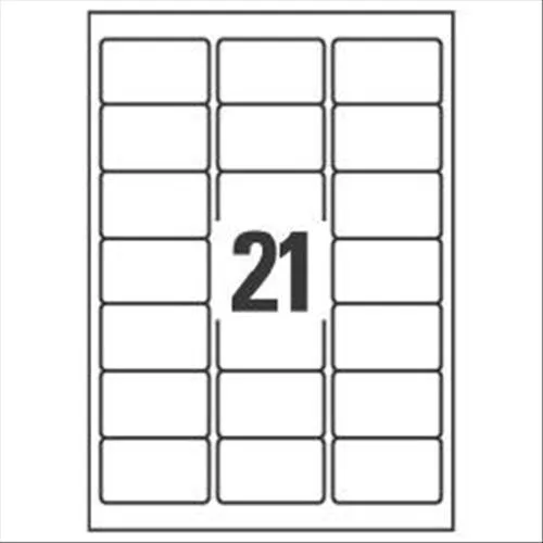 Avery-Zweckform L7160-100 Etichette Autoadesive 38.10mm/63.5mm Confezione 100 Fogli 21ETICHETTE/Foglio Bianco Opaco
