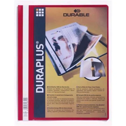 Durable Duraplus Cartellina Ad Aghi in PP 210X297MM A4 Col. Rosso Conf 25 Pz.