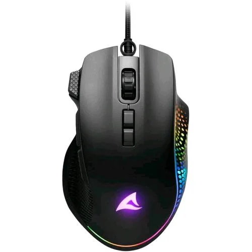 Sharkoon Shark Force 3 Mouse Gaming Ergonimico RGB Sensore A825 12.800 DPI 8 Pulsanti Nero