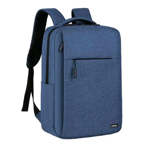 Nilox Tech Zaino per Notebook da 15.6" in Poliestere 3 Scomparti Tasca Frontale Azzurro