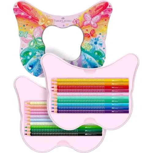 Faber Castell Pennarelli in Scatola di Latta Farfalla Colori Assortiti Conf 20 Pz.
