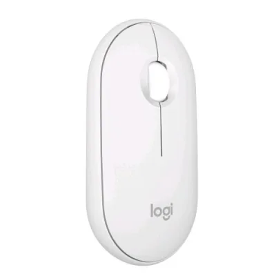 Logitech M350S Pebble Mouse 2 Mouse Ottico Wireless + Bluetooth 3 Pulsanti Click Silenzioso 4.000 DPI Ambidestro Bianco