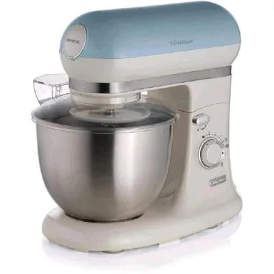 Ariete 1588/05 Impastatrice Vintage 2.400 W Ciotola Acciaio Inox 5,5 l 7 Velocita' + Pulse 4 Lame in Acciaio Celeste