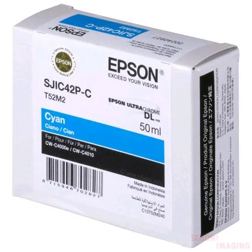 Epson SJIC42P-C Cartuccia Inchiostro Ciano Originale 50 ml per Colorworks CW-C4000E (BK), CW-C4000E (MK)