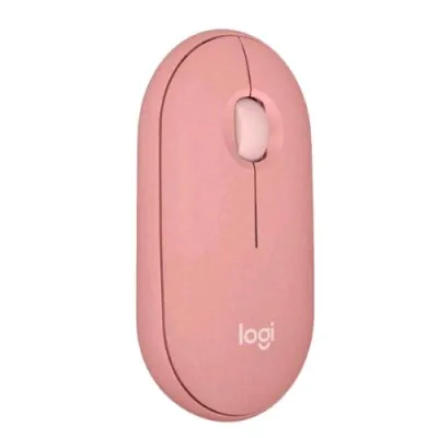 Logitech M350S Pebble Mouse 2 Mouse Ottico Wireless + Bluetooth 3 Pulsanti Click Silenzioso 4.000 DPI Ambidestro Rosa