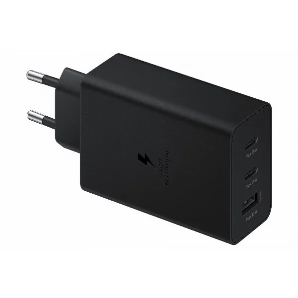 Samsung Ep-T6530 Caricabatterie Tre Porte Super Fast Charging Trio 65W Nero 2XUSB-C 1XUSB-A Black