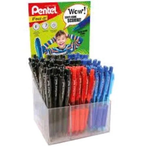 Pentel Wow Feel It Espositore Penna a Sfera a Scatto Punta 1 mm Colori Assortiti Conf 96 Pz.