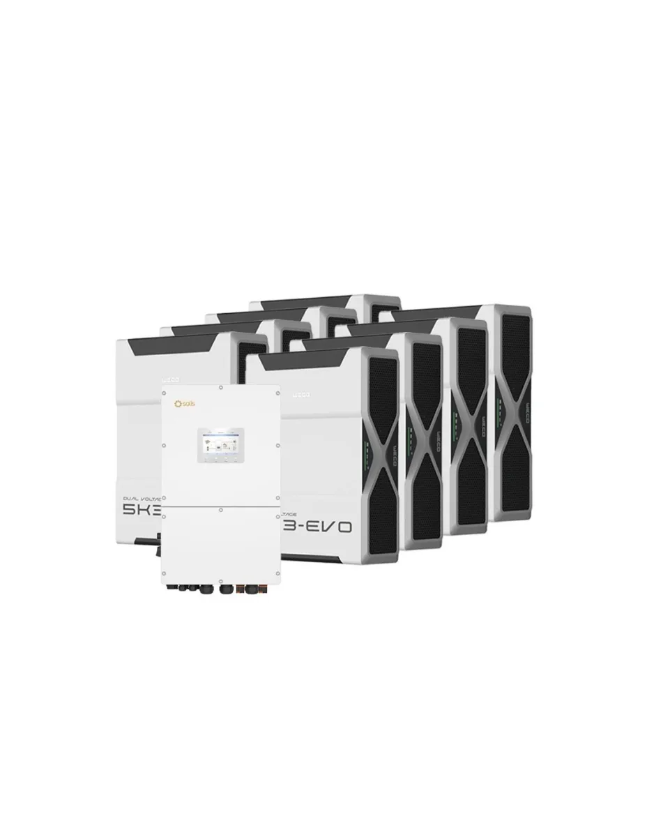 Sistema di accumulo trifase inverter 50kW Solis batteria al litio 41.76kWh Weco EVO 5k3