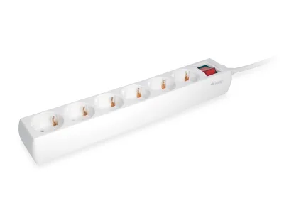 PRESA MULTIPLA EQUIP 6 SCHUKO INTERRUTTORE CAVO 1,5MT BIANCA