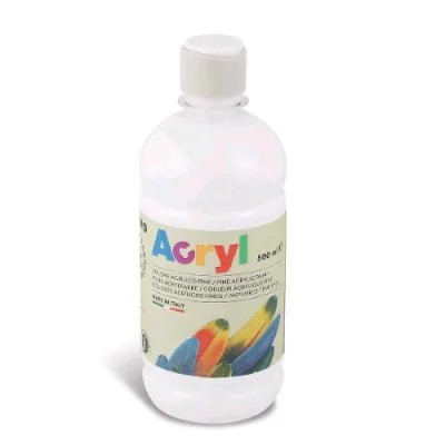 Primo Tempera Acrilica in Bottiglia da 500ml Bianco