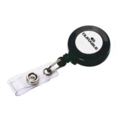 Durable Portabadge a Chiocciola Yo-Yo Tonda con Clip in Plastica Filo Avvolgibile 60 cm Nero Conf 10 Pz.