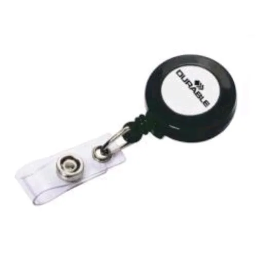 Durable Portabadge a Chiocciola Yo-Yo Tonda con Clip in Plastica Filo Avvolgibile 60 cm Nero Conf 10 Pz.