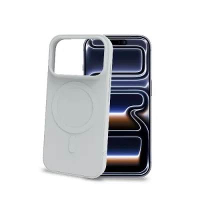 Celly Apple iPHONE 18 Pro / iPHONE 17 Pro Cover in Morbido Tpu Magsafe con Finitura Soft Touch Argento