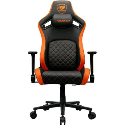 Cougar Defensor Sedia Gaming con Supporto Lombare Poggiatesta in Memory Foam e Braccioli Pieghevoli 4D Ideale per Lunghe Sessioni di Gioco Nero e Arancione