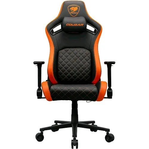 Cougar Defensor Sedia Gaming con Supporto Lombare Poggiatesta in Memory Foam e Braccioli Pieghevoli 4D Ideale per Lunghe Sessioni di Gioco Nero e Arancione