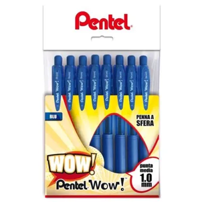 Pentel Wow Penna Sfera Blu Punta Tonda 1mm Conf 8 Pz.