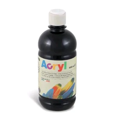 Primo Tempera Acrilica in Bottiglia da 500ml Nero