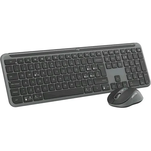 Logitech MK950 Signature Slim Wireless Tastiera e Mouse Kit con di Digitazione Silenziosi, Switch tra Tre Dispositivi, Bluetooth, Più Sistemi Operativi, Windows, Mac, Layout Italiano Qwerty, Grafite