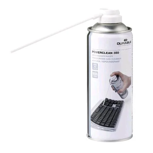 Durable Powerclean 350 Bomboletta di Aria Compressa con Cannuccia Non Infiammabile 350 ml