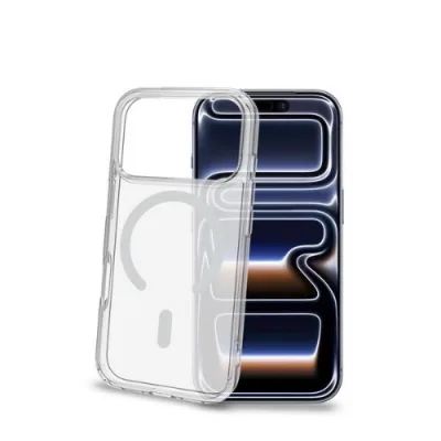 Celly Apple iPHONE 18 Pro iPHONE 17 Pro Cover in Morbido Tpu Trasparente Magsafe Anello Magnetico Argento