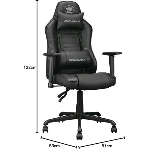 Cougar Gaming Fusion S Black Sedia Gaming con Supporto Lombare Ideale per Gaming e Lavoro Altezza Regolabile Nero