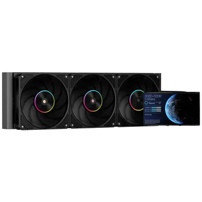 ITEK Thermora 50B Dissipatore a Liquido 360mm SKT Universale ARGB PWM Fan LCD 5" con Software Incluso 3 Ventole Nero