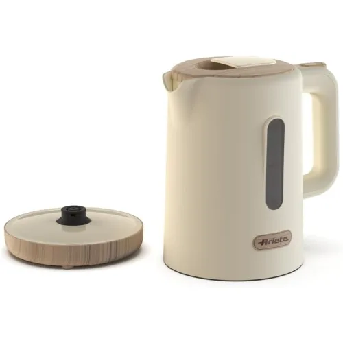 Ariete 2846 Breakfast Wood Bollitore Elettrico 2.200 W 1.7 l Effetto Legno, Base Cordless 360 Gradi, Spegnimento Automatico Beige