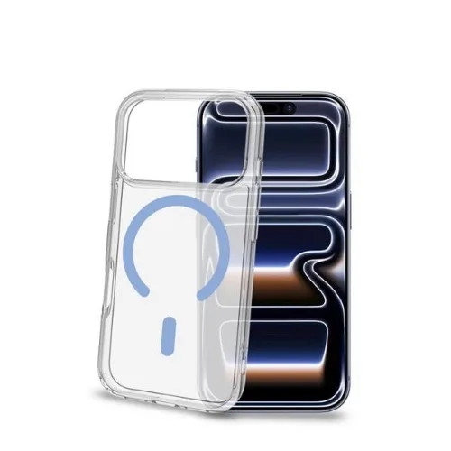 Celly Apple iPHONE 18 Pro iPHONE 17 Pro Cover in Morbido Tpu Trasparente Magsafe Anello Magnetico Azzurro