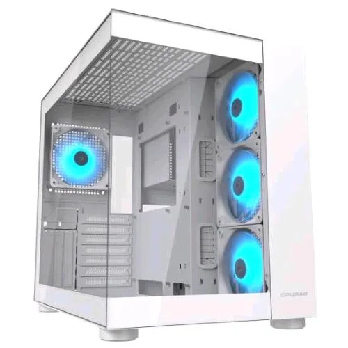Cougar Gaming FV150 Cabinet Midi Tower Mini-Itx, Micro-ATX, ATX Pannello Frontale e Laterale in Vetro Temperato Senza Cuciture 4 Ventole ARGB Preinstallate Bianco