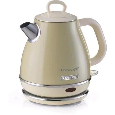 Ariete 2868 Bollitore Vintage Bollitore con Base Cordless a 360 Gradi 1.600 W 1 l Spegnimento Automatico in Acciaio Inossidabile Beige