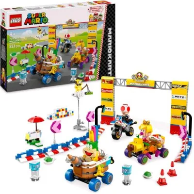 LEGO Super Mario Kart Pack Baby Peach e Gran Premio Veicoli e Pista con 4 Personaggi