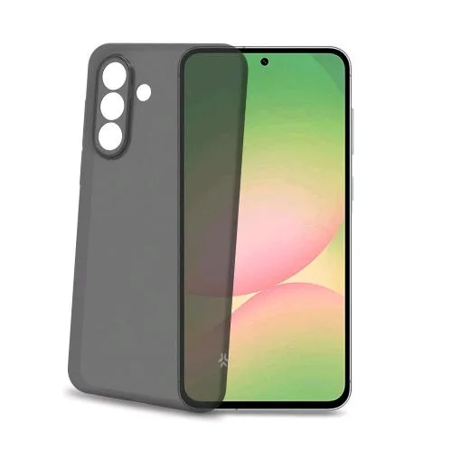Celly Samsung Galaxy A57 5G Cover Morbida in Tpu con Tasti e Bordo Fotocamera Colore a Contrasto Effetto Sabbiato Trasparente Nero